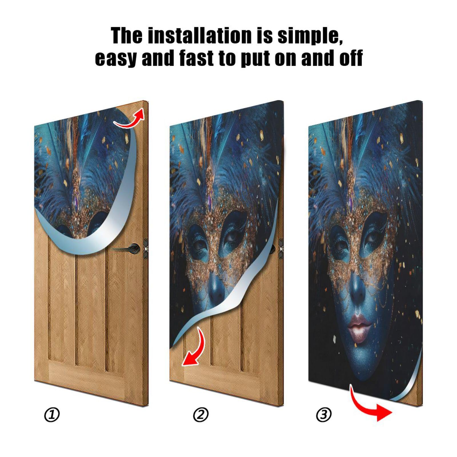 FLildon Mardi Gras Masquerade Mask Door Cover Decoration, Party Accessory Porch Decor for Festive Ornament Room Door Covers 36 x 98 Inch