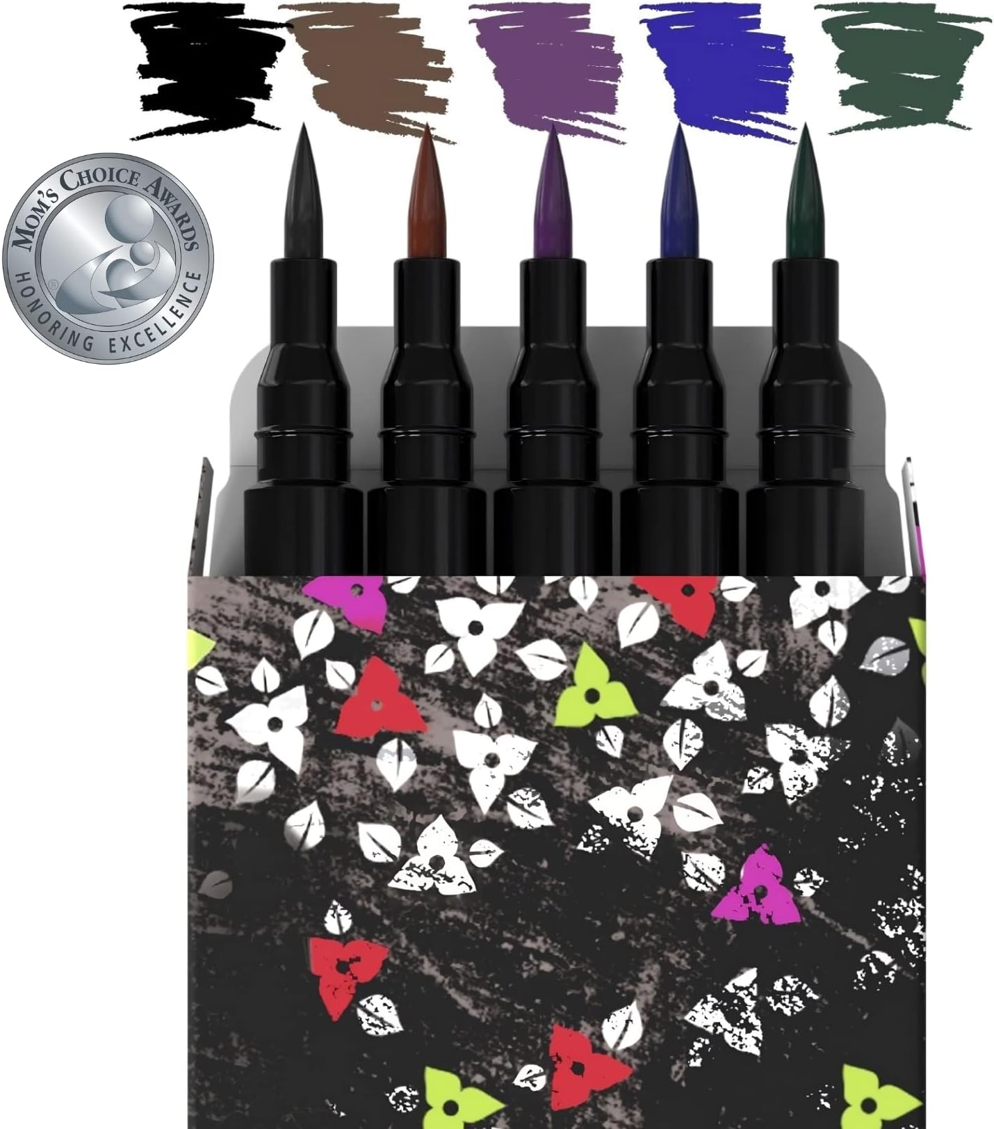 Liquid Eyeliner Waterproof Set of 5 Intense Satin Colors. Black, Brown, Blue, Green & Purple, Stay All Day, Smudge Free, Quick Dry, Smooth Application, Valentine's Gift for Her