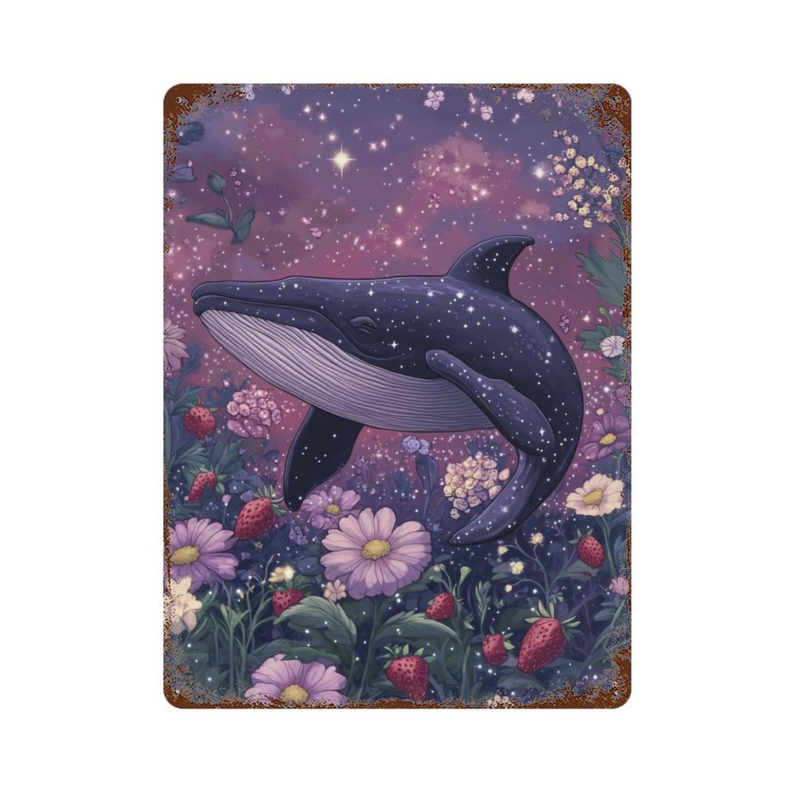 Whale in Fantasy Garden-1 Retro Metal Sign 15.7"x11.8", Shabby Chic Decor for Bistro, Counter And Cafe Decor