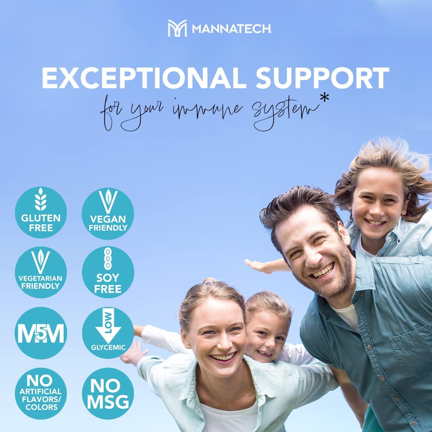 Mannatech Advanced Immune Support Supplement - 150% More Vitamin C, Increased Manapol, Zinc & Glyconutrients for Immunity in MannaBOOM, 10 Slimsticks