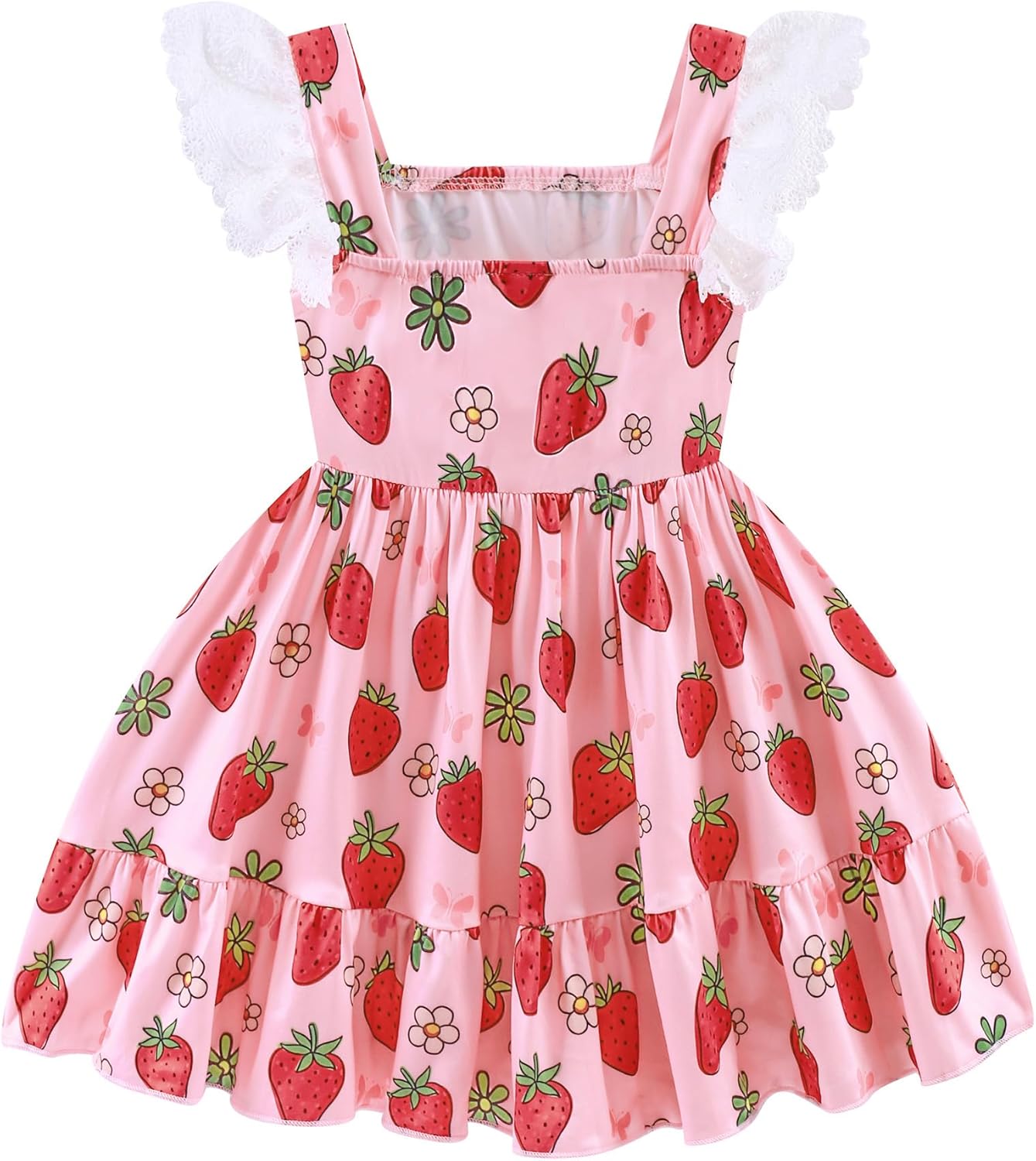 Little Girl A-Line Dress Summer Hollow Out Lace Sleeve Party Sundress Kids Casual Ruffle Hem Outfit Clothes 18Month-8Years - Image 7