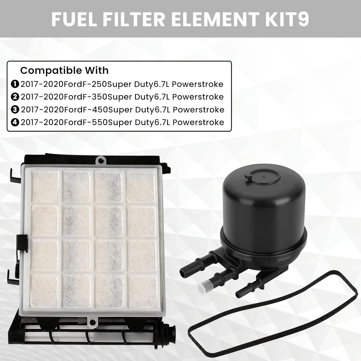 6.7 Powerstroke Fuel Filter Element, Compatible with Ford F-250 F-350 Super Duty, Replace # FD-4624 FD-4625 HC3Z-9N184-B HC3Z-9N184-C