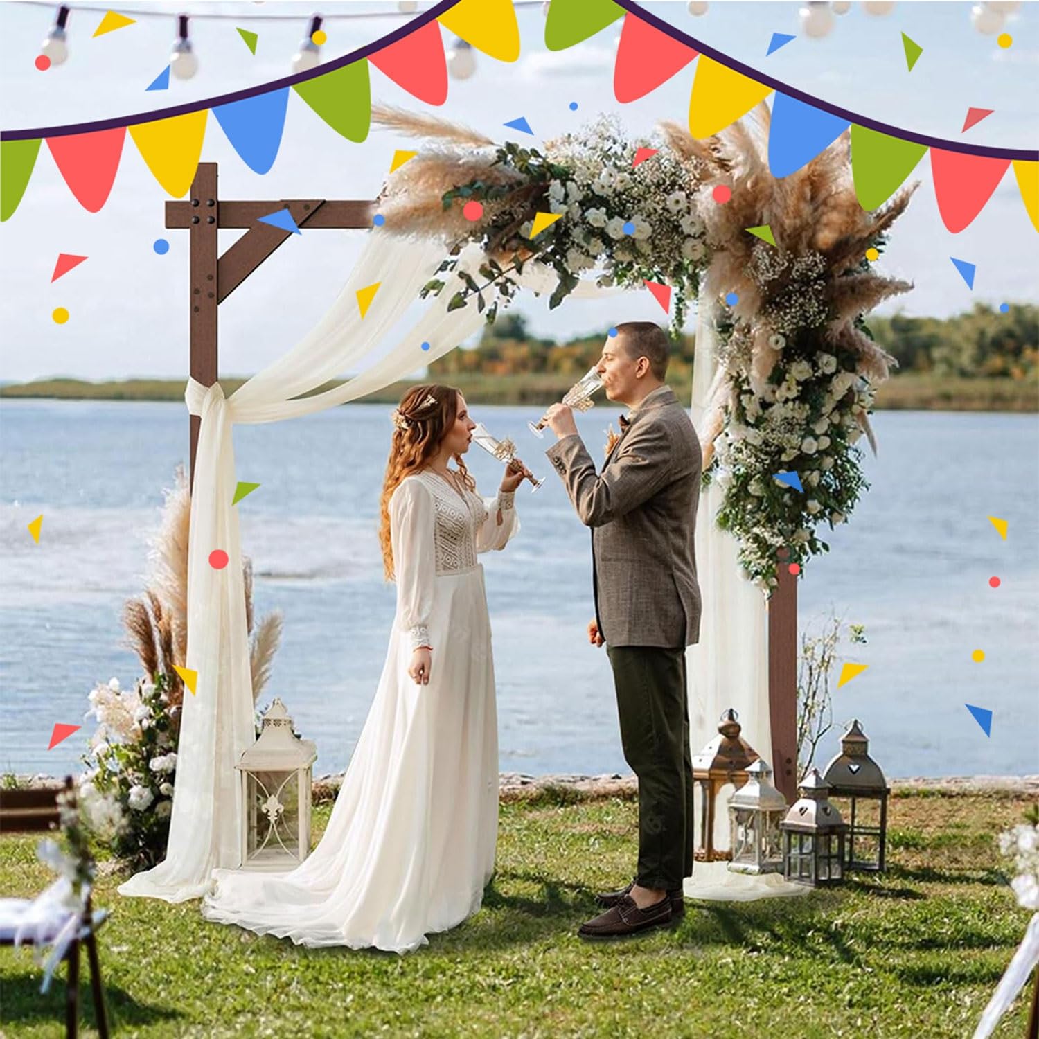 2,2 m Holzständer für Hochzeitsbögen, quadratischer Holzbogenständer für Hochzeitskulisse im Innen- und Außenbereich, Hochzeitsfeier, Garten, Strand, Wald, rustikales Boho-Dekor, H