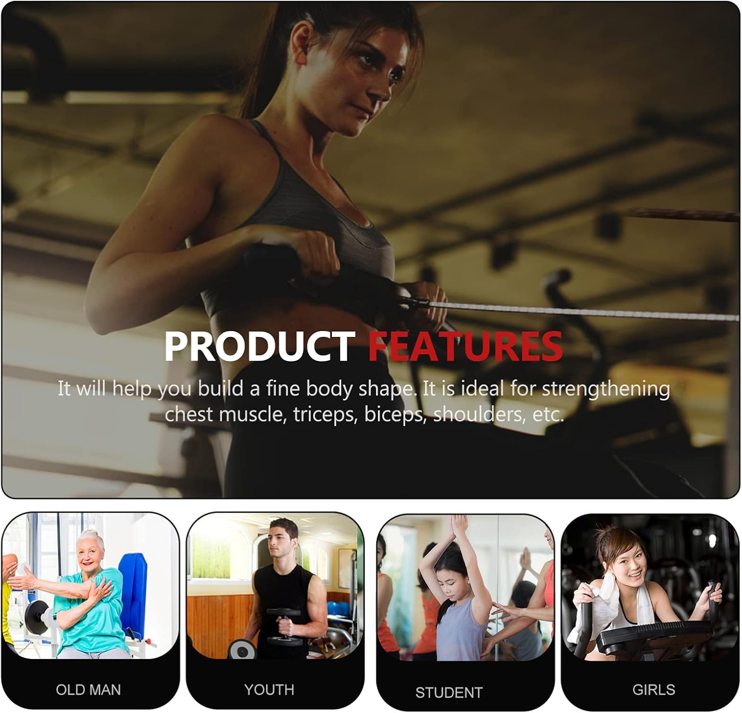 VICASKY 1pc Barbell Handle for Shoulder Muscle Exercise Versatile Row Attachment for Home and Gym Workouts Easy to Install Suitable for Chest Back and