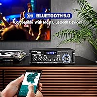 Vista 4 de Amplificador de audio estéreo 298Pro, máximo 400 W, amplificador de potencia inalámbrico Bluetooth 5.0 con Bluetooth 5.0, sistema de audio de cine