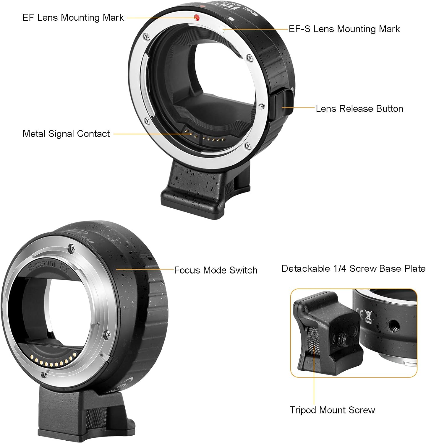 Buy 2 get 3 JINTU Auto Focus Lens Mount Adapter Ring EF-NEX II for Canon EOS EF/EF-S to Sony E Mount Mirrorless Camera NEX a7 a7 II a7 III a7R a7R II a7R III a7S a7S II a7S III A9 II a7R IV a6000 Lens Converter