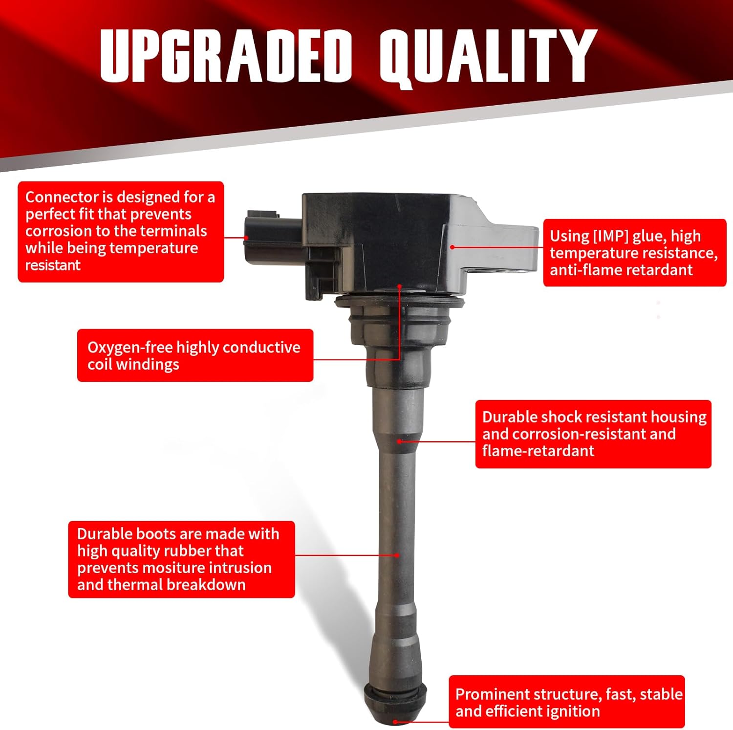 Set of 4 Ignition Coils UF708 22448-1KT0A Compatible with Nissan Altima Rogue Sentra Tiida Versa X-Trail NV200 FX50 2.0L L4 - Replaces 22448-ED000 22448-JA00A