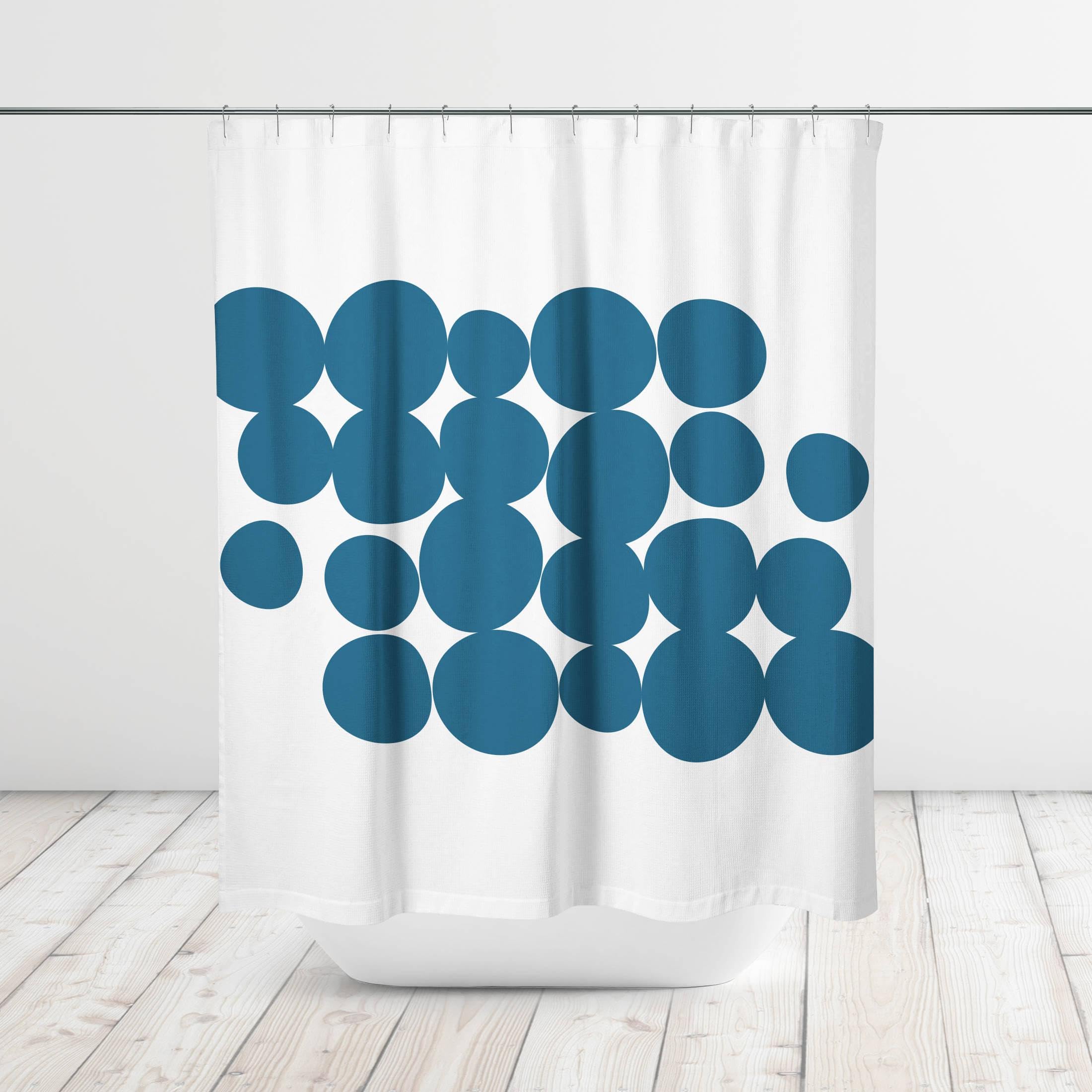 Rideau de douche en tissu bleu foncé 140x180 cm pour baignoire moderne