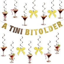 A Tini Bit Older Birthday Decorations Banner Garland, Espresso Martini Party Decor Set for Milestone Celebrations, Cocktail Themed Hanging Swirls and Letter Banner for Adult Parties
