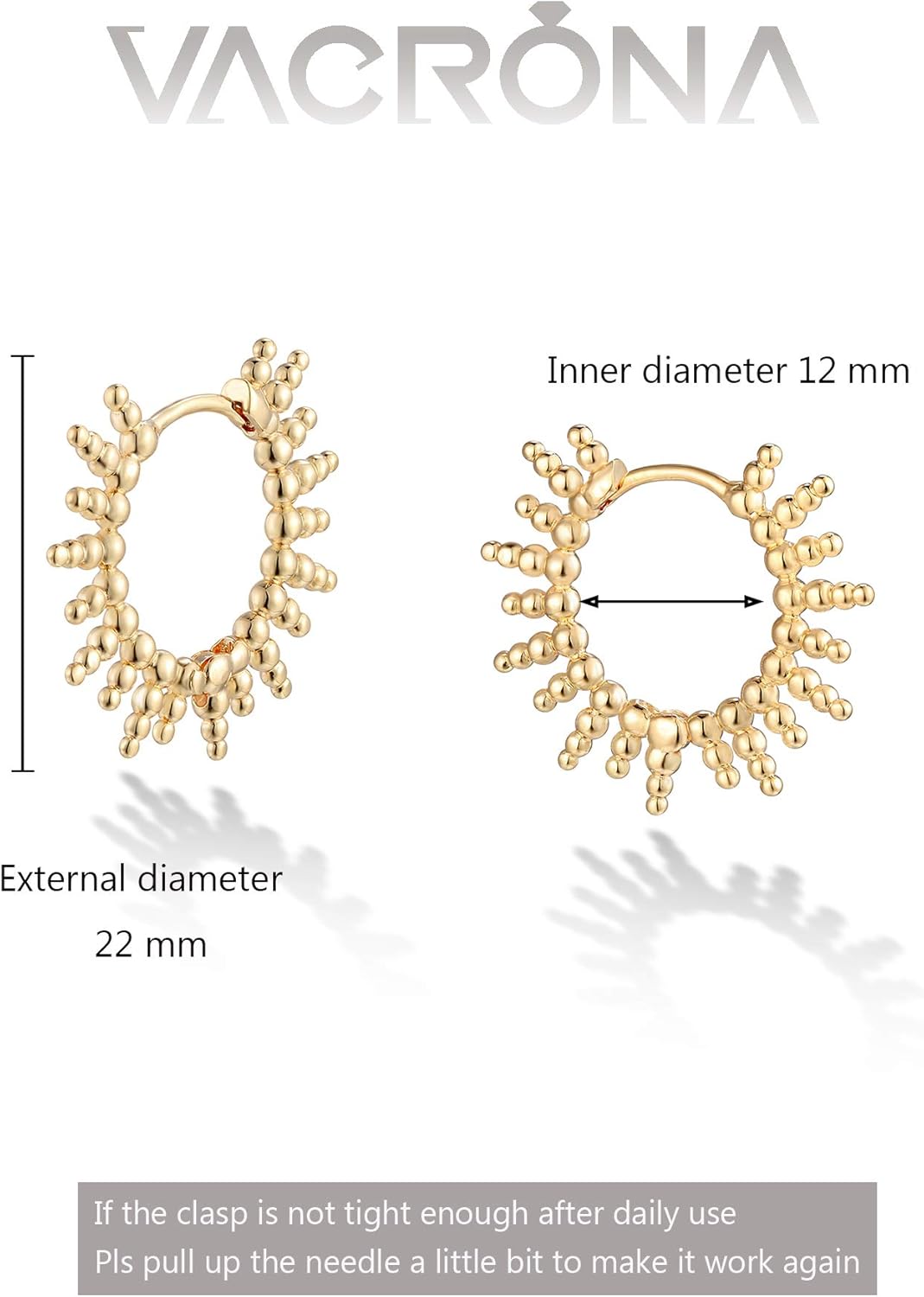 VACRONA Gold Hoop Earrings Huggie Earrings for Women 14k Gold Plated Small Hoops Green Snake Shell Beaded Earrings Hypoallergenic Jewelry Gift - Image 6