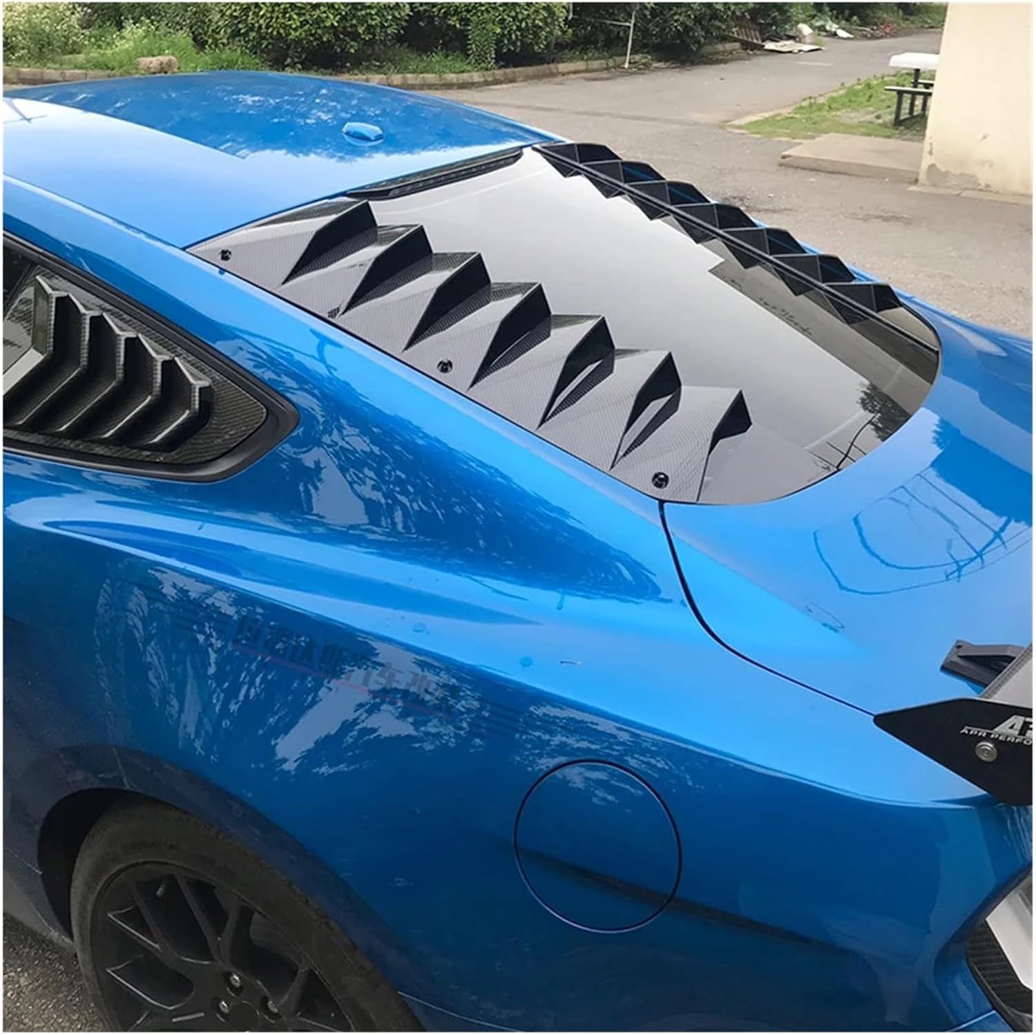 Rear Window Louvers Sunshade Plate Compatible for Ford Mustang 2015-2023 Roadblock Sports Style PP Material Auto External Parts Body Kit(Matt Black)
