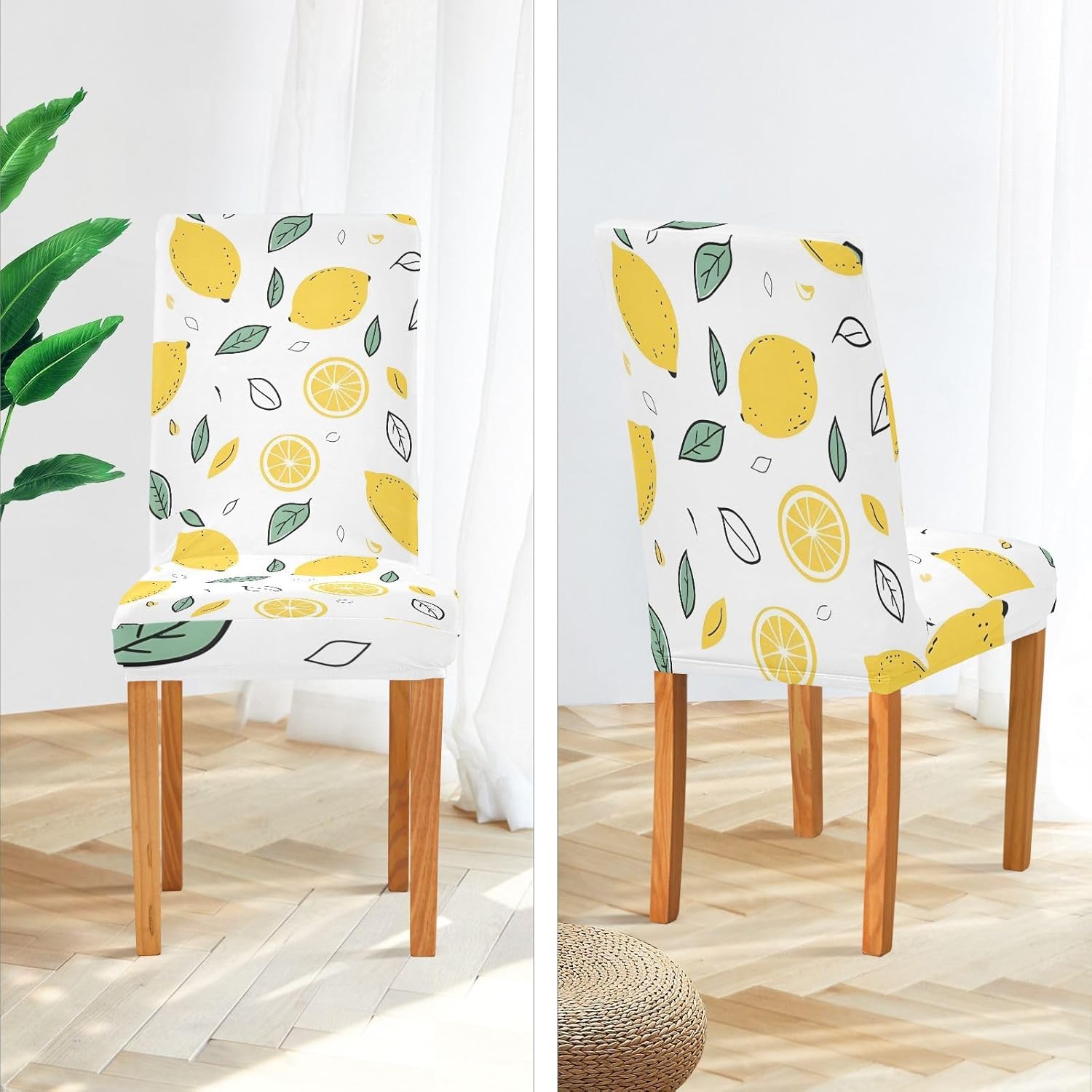 ALAZA Chair Covers for Dining Room, Lemons and Lemon Slices Stretch Chair Cover Sets Chair Protector Removable Washable for Ktichen Restaurant Hotel