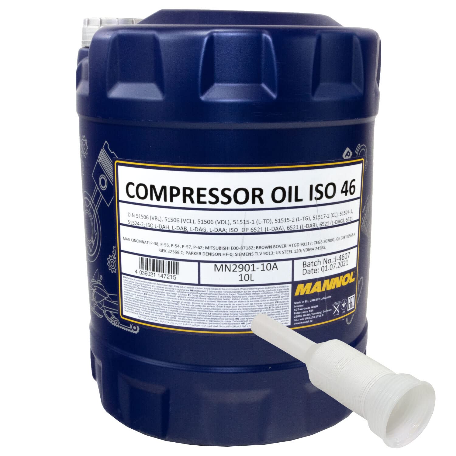 Kompressoröl Kompressor Öl MANNOL ISO 46 10 Liter mit Ausgießer