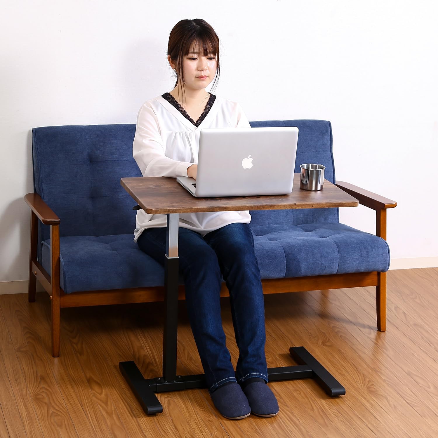 Fuji Boeki 14656 Elevating Table, Side Table, Sofa Table, Width 27.6 x Depth 15.7 x Height 21.7 - 29.5 inches (70 x 40 x 55 - 75 cm), Brown, Gas Elev