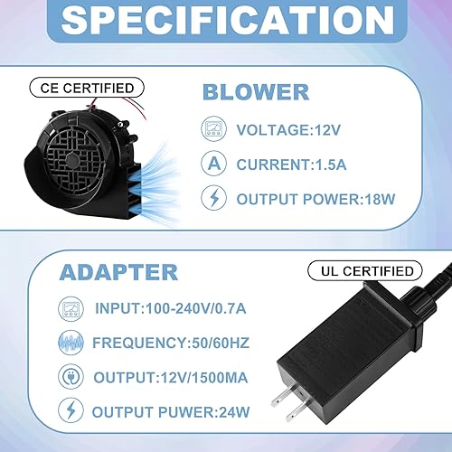 Miniatura 2 de Landhoow Ventilador inflable de repuesto de Navidad de 12 V, 1.5 A, ventilador de aire para inflables con 6 adaptadores de luces LED, impermeable,