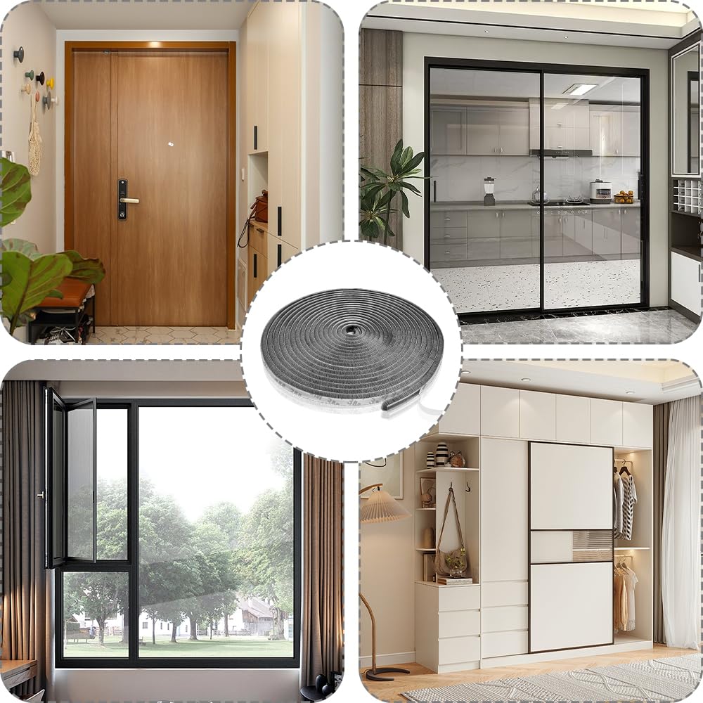 Guarnizione a spazzola autoadesiva per porta 7 m x 5 mm - 9 mm x 5 mm - Per porta, guarnizione per porta, guarnizione a spazzola, cassone per tapparelle, paraspifferi per porta