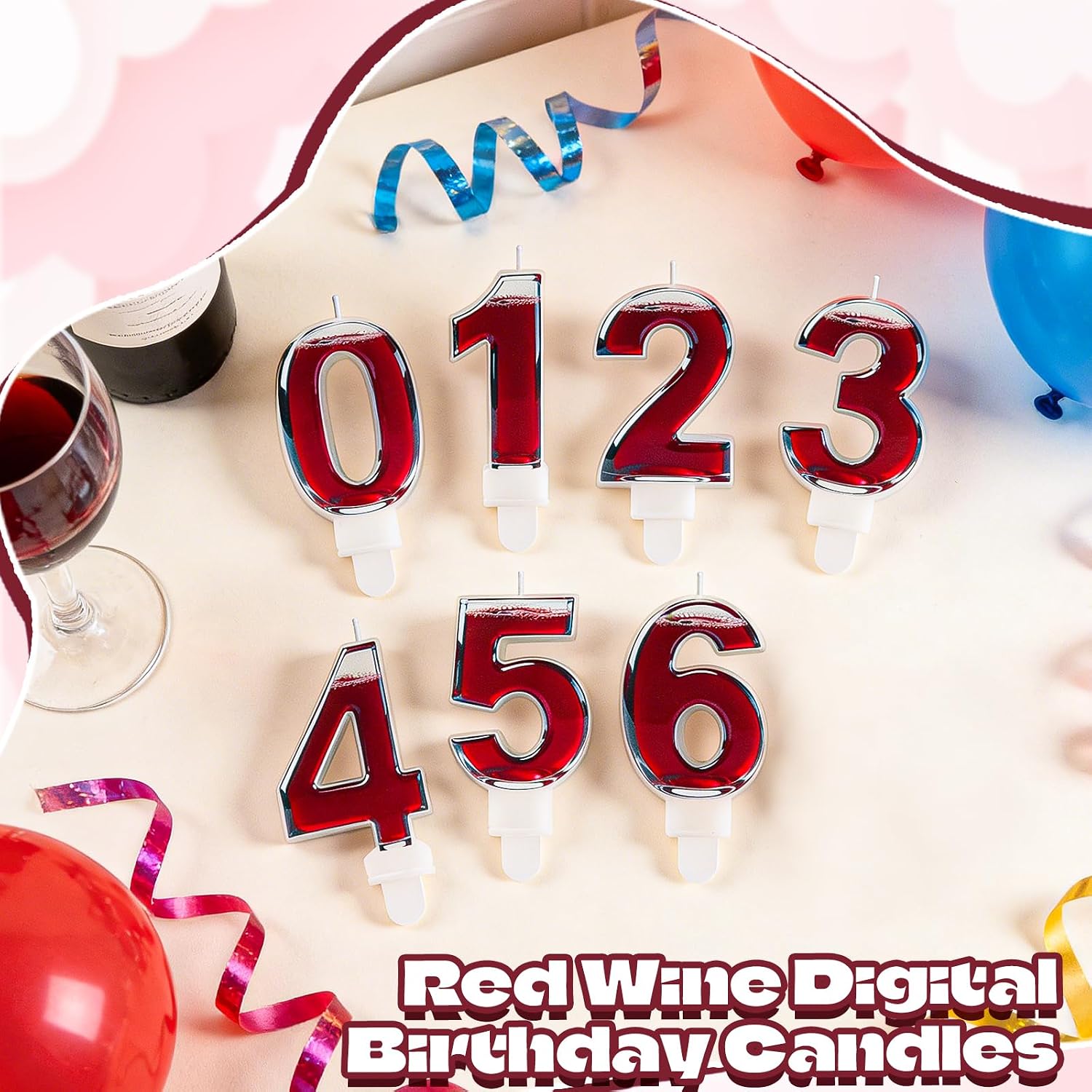 Red Wine Themed Number 55 Birthday Candles image 4