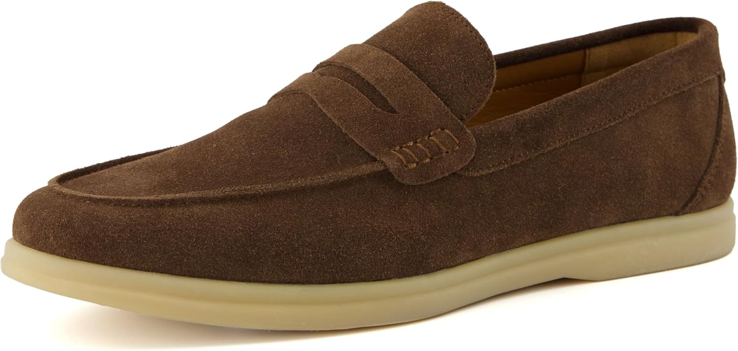 CUSHIONAIRE Men’s Selby Genuine Leather Loafers – Memory Foam, Rubber Sole, Wide Widths Available