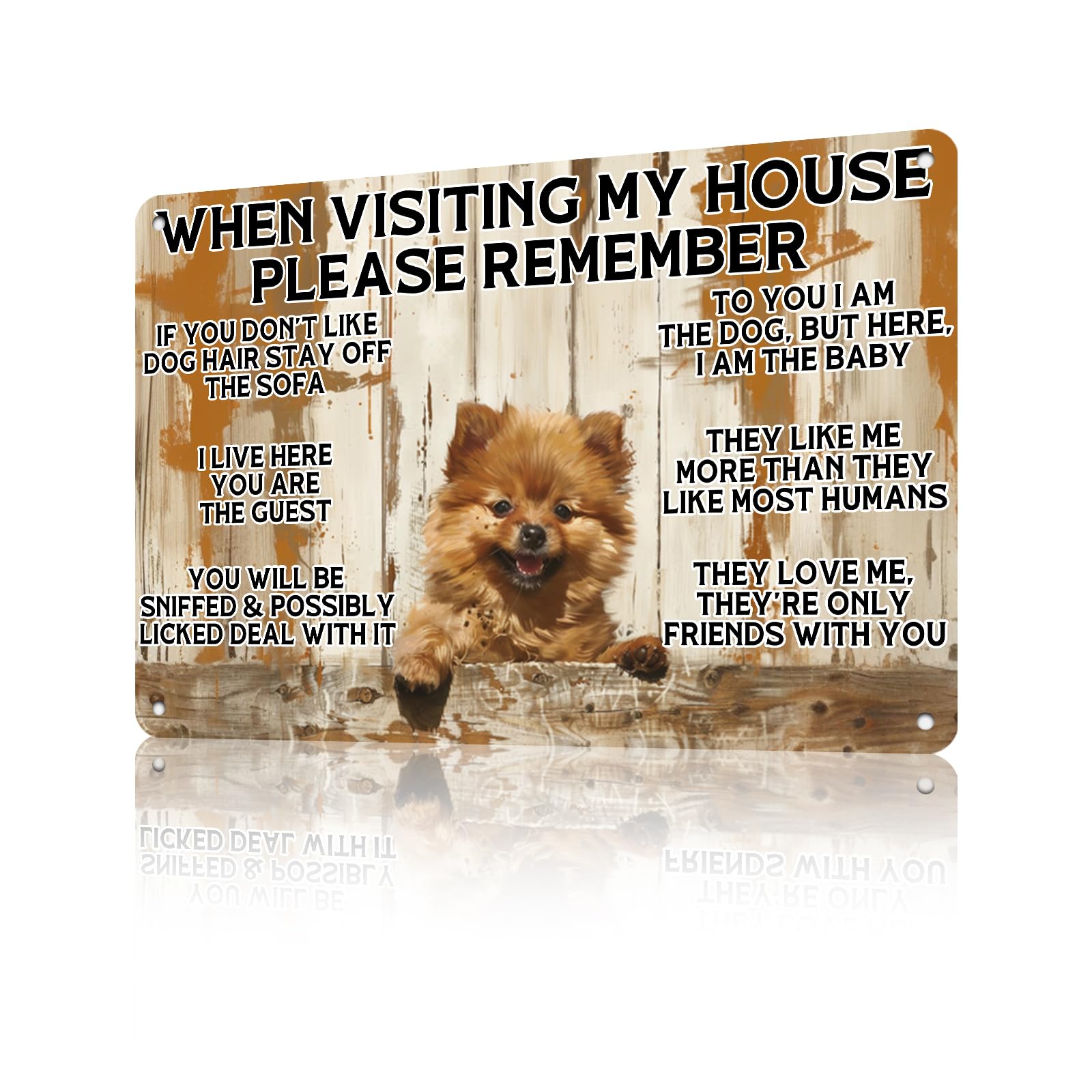 Anceky Funny Signs When Visiting My House Please Remember Pomeranian Metal Tin Sign Retro Wall Decor for Living Room Bedroom Yard Outdoor Home 12×16 Inch
