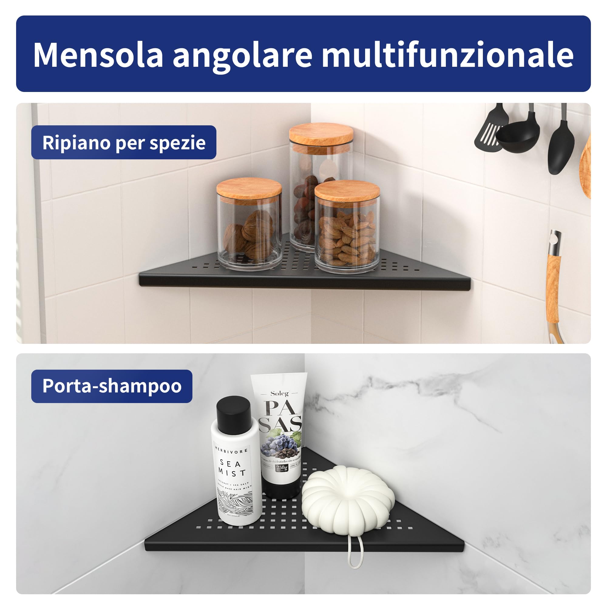NON UTILIZZATO] Mensola Per Doccia Senza Foratura, 2 Pezzi In Acciaio Inox SUS304, Mensola Per Doccia Senza Foratura 2 Pezzi In Acciaio Inox Sus304 Mensola Per Bagnoschiuma E Shampoo Nero 89860861