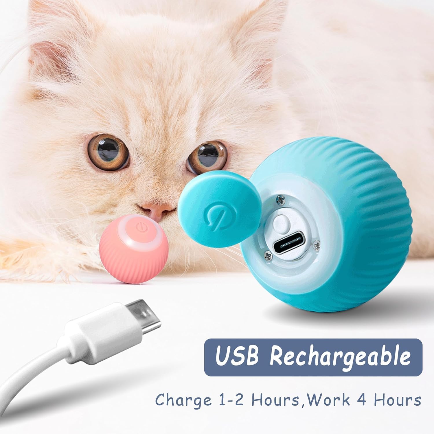 VIRADHAM Smart Interactive 360° Auto Rolling Ball Toy for Dogs and Cats – USB Rechargeable, Motion-Activated Self-Moving Fun Exercise Ball Pet Toy for Indoor and Outdoor Play – Carpet-Friendly 1