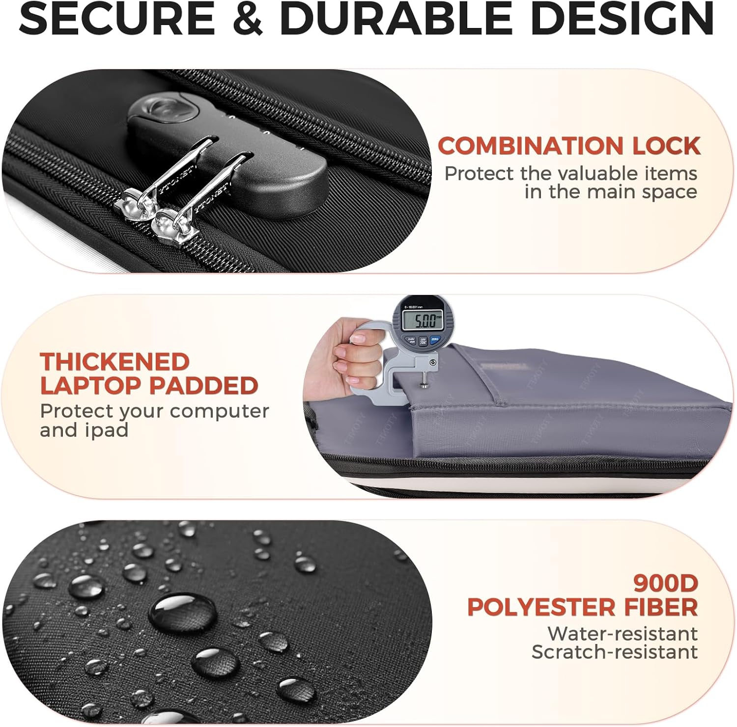 Ytonet Rolling Laptop Bag, Rolling Briefcase for Women with Lock, 17.3 Inch Carry On Laptop Bag with Wheels, Roller Bag with Insulated & Waterproof Pocket, Teacher Bag for Work Travel Business College - Image 7