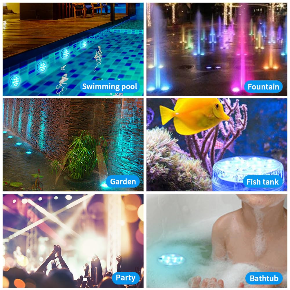 Aougo - Lumière led Submersible, Lumières Sous Marines 16 Couleurs, 13 Aougo - Lumière led Submersible, Lumières Sous Marines 16 Couleurs, 13