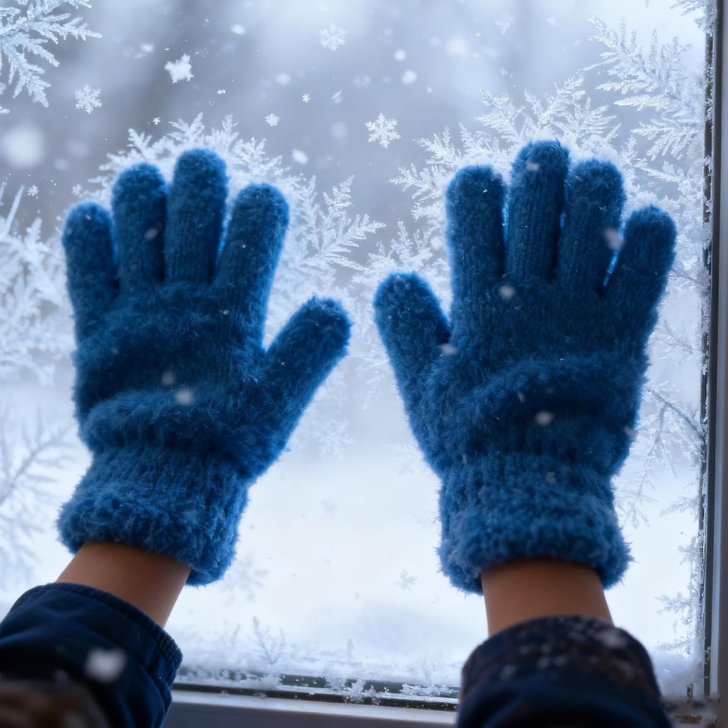 Full-Finger Kids Gloves - Snow Mittens for Children, Warm Winter Glove for Cold Weather Protection, Soft Insulated Design,