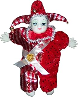Porcelain Baby Clown Doll Mardi Gras New Orleans (Red)
