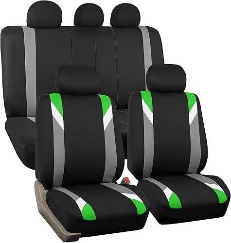 Miniatura 23 de FH Group - Juego de fundas de asientos frontales de tela para asientos de respaldo bajo con reposacabezas removibles, ajuste universal, compatible