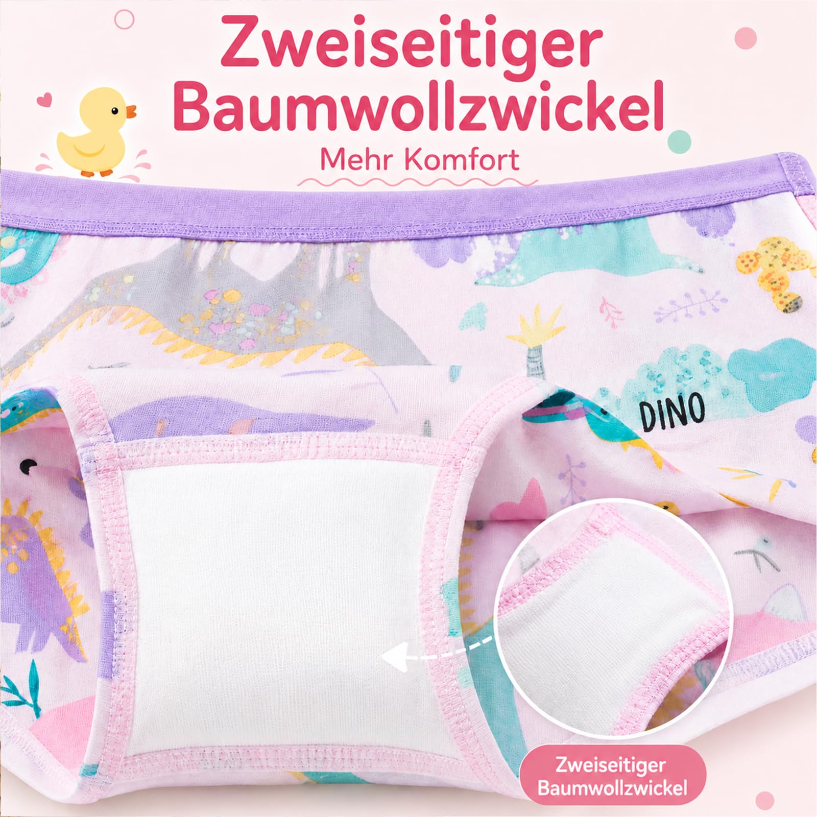 FLYISH DIRECT Mädchen Unterwäsche 6er Pack – Baumwolle Unterhosen, Atmungsaktiv & Dehnbar Mädchen Boxershorts