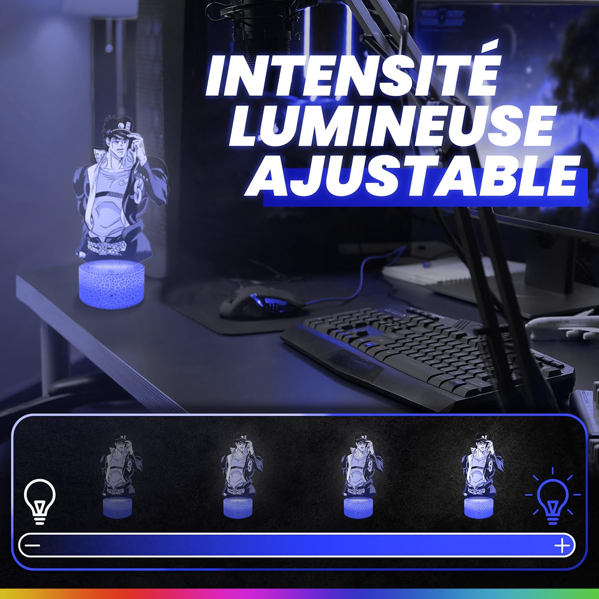 Lampephoto.fr Lampe de chevet, Veilleuse Tactile Jojo's Bizarre Adventure Manga Lampe 3D LED illusion, Idée cadeau Noël anniversaire garçon et fille Lampe de nuit chambre d'enfant ou adulte TOP