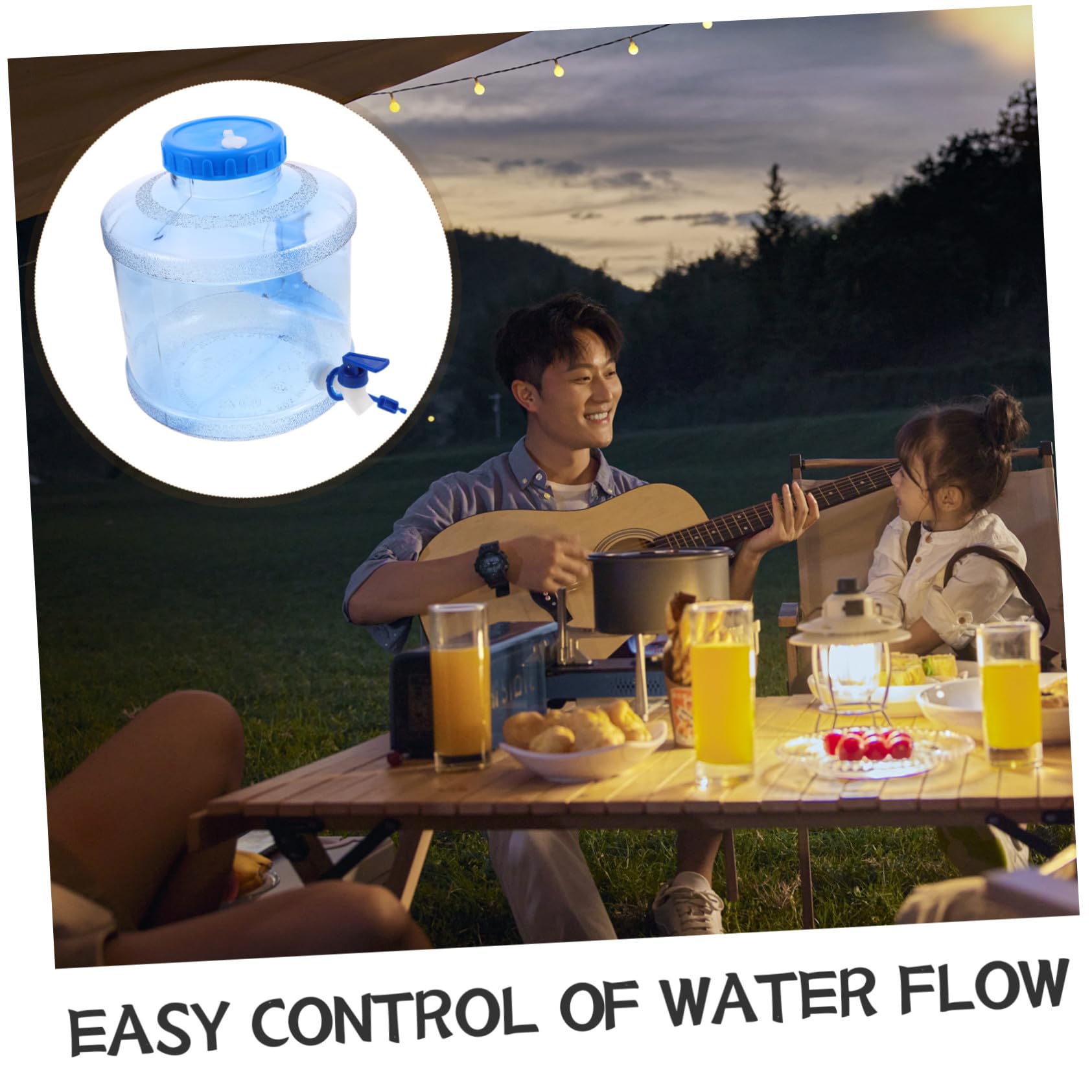 TOYANDONA Bidon Eau Portable avec Robinet Pc Alimentaire Seau Large pour Camping Randonnée et Urgence Bleu Ciel Facile à Transporter et Nettoyer