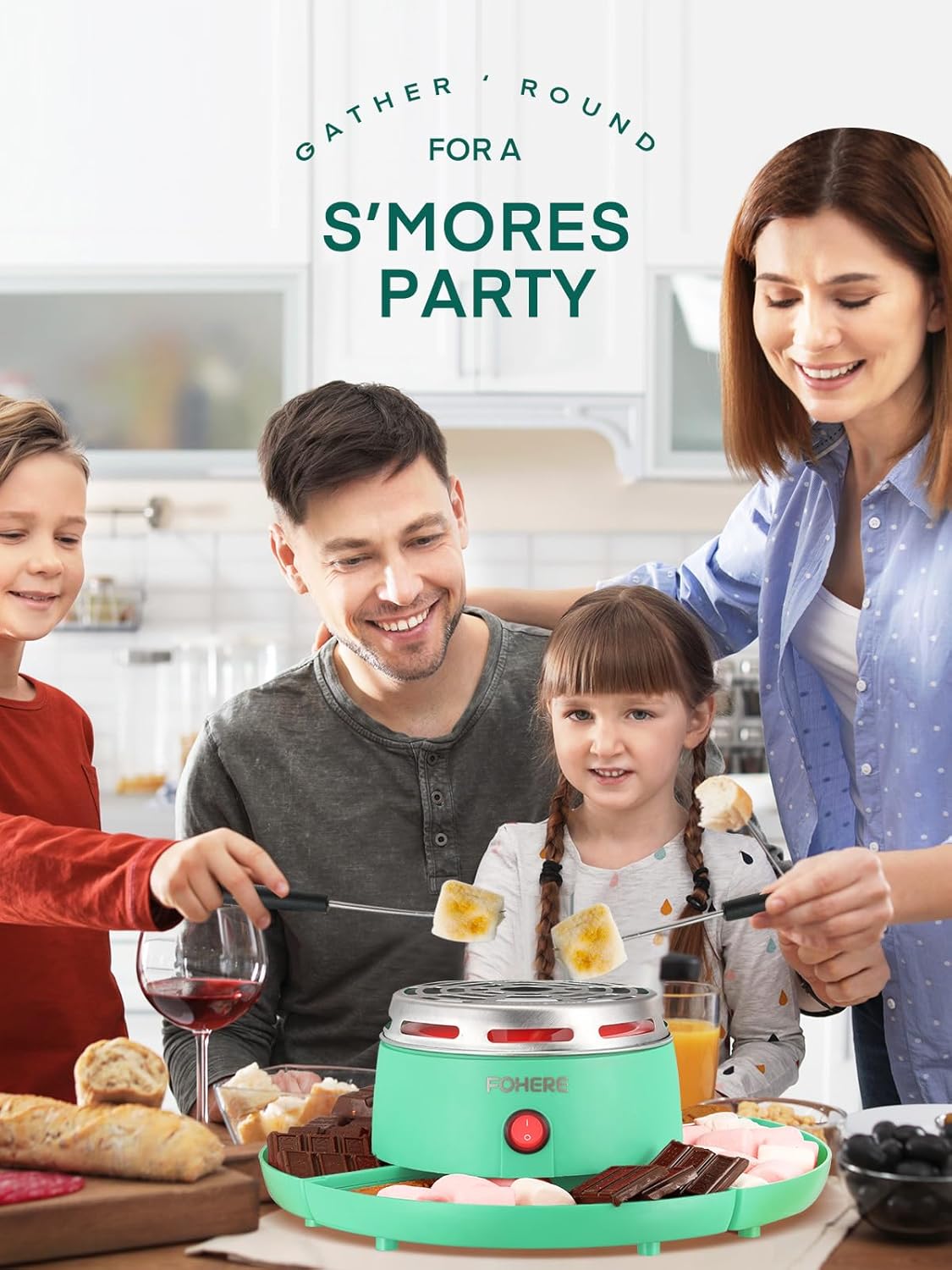 FOHERE Waffle Maker 3 in 1 Sandwich Maker & Smores Maker Tabletop Indoor