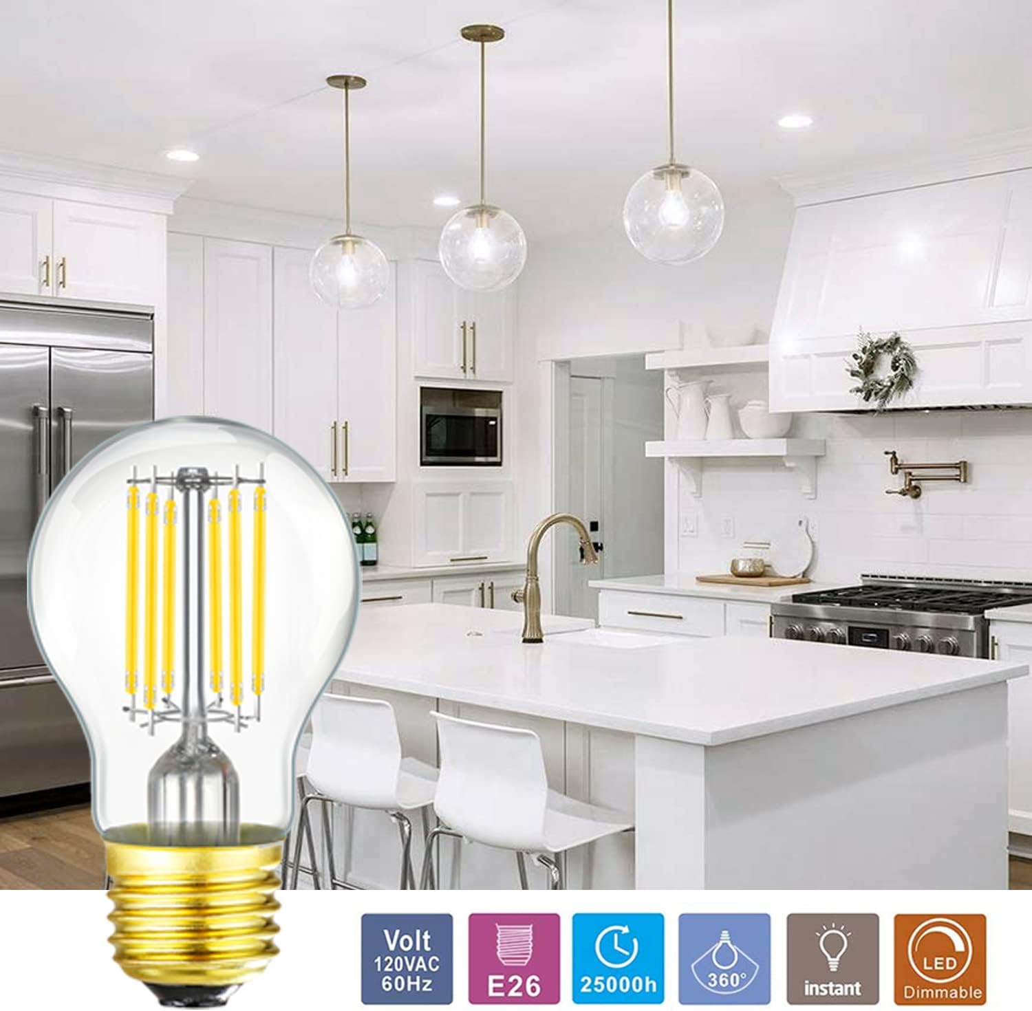 Leools Dimmable A15 led Bulb 8W Equal 75 watt Vintage LED Edison Bulb Neutral White 4000K AC120V 900LM E26 LED Bulb for Ceiling Fan,Wall sconces,Fridge,Desk lamp,Refrigerator Light Bulb,Pack of 6.