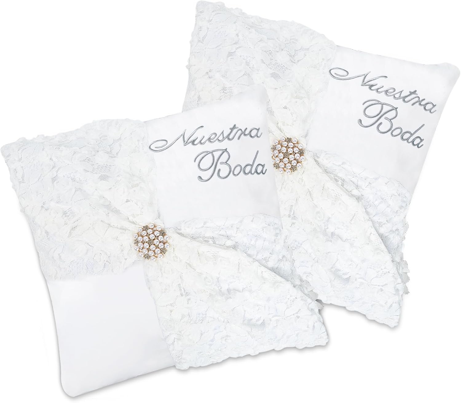 Set of 2 Wedding Kneeling Pillows Cover Embroidered Nuestra Boda Kneeling Pillows (Wedding Pillows)