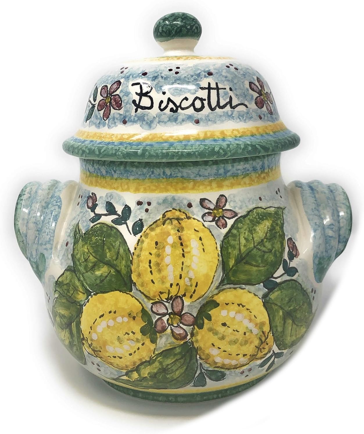 CERAMICHE D'ARTE PARRINI- Italian Ceramic Cookies Jar Biscotti Hand Painted Made in ITALY Tuscan Art Pottery