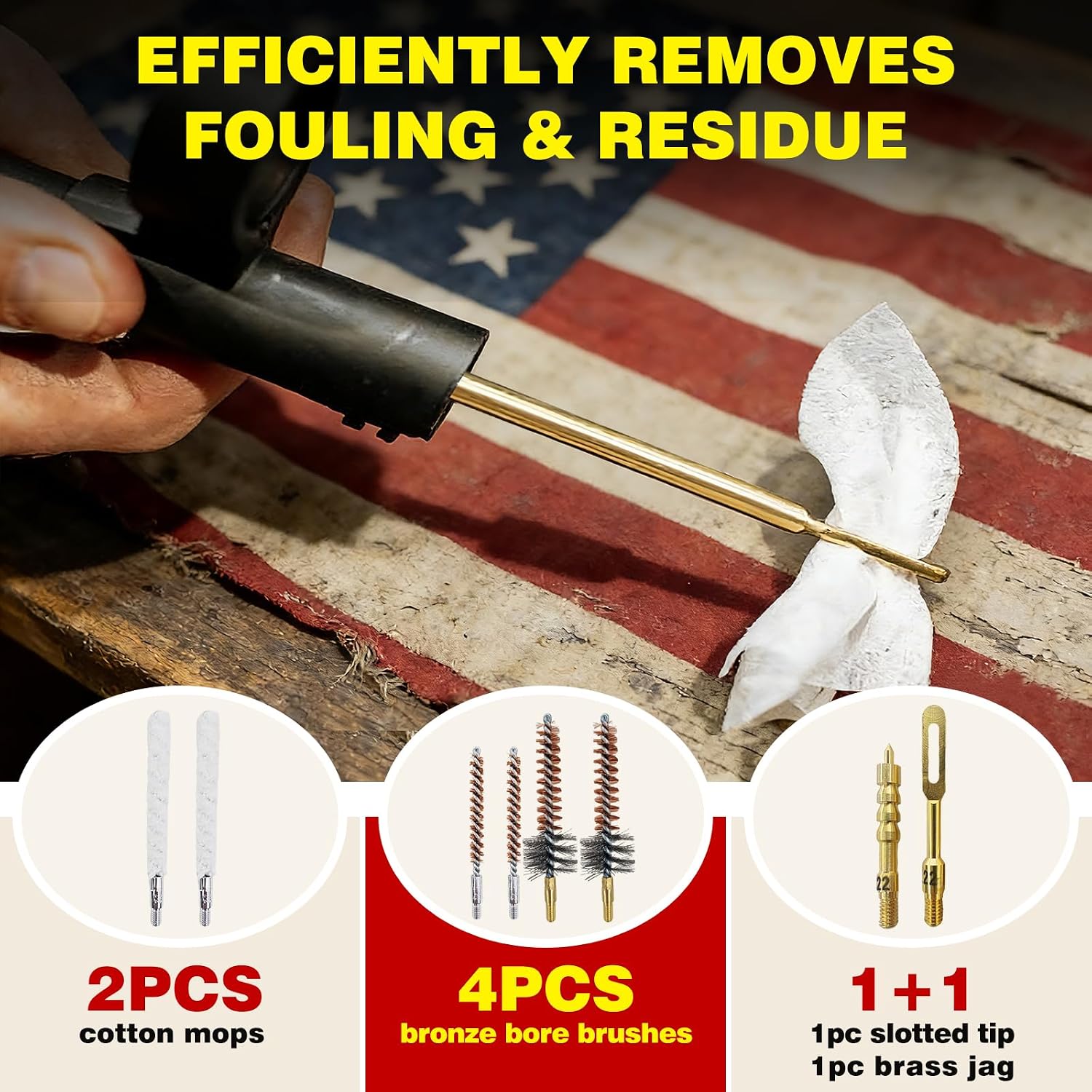 Gun Cleaning Kit for .22 .223Cal .22LR, 5.56 Cleaning kit with 30ml Gun Cleaning Oil, Gun Cleaning Snake, Cleaning Swabs, Bronze Bore Brush and Brass Jag Adapter with Portable Case