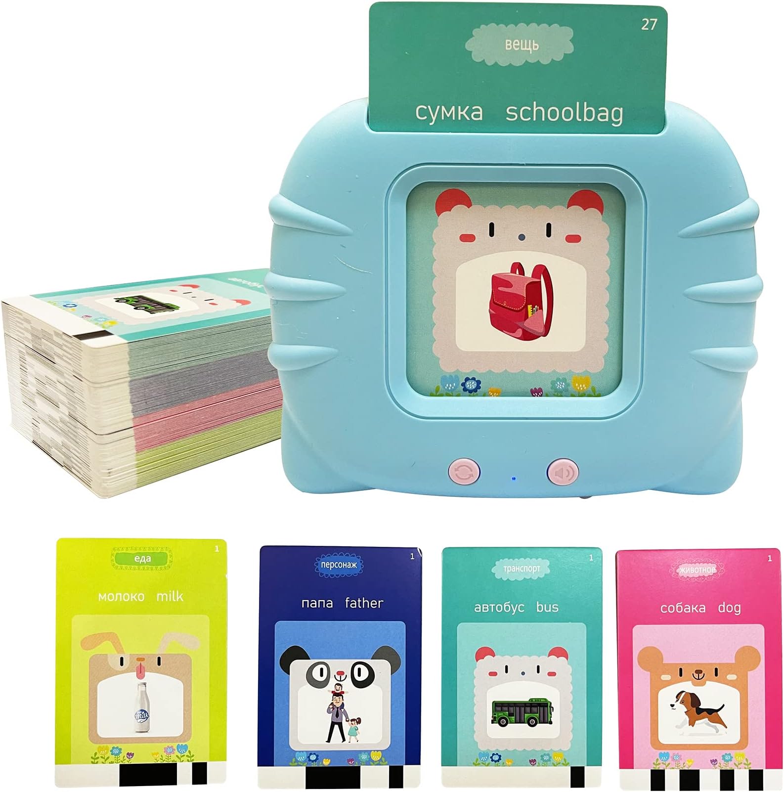 Russian English Taking Flash Cards 112 PCS, Teach & Learn Basic Russian Alphabet Words for Children, Bilingual Early Learning & Easy Teaching Russian Books for Kids