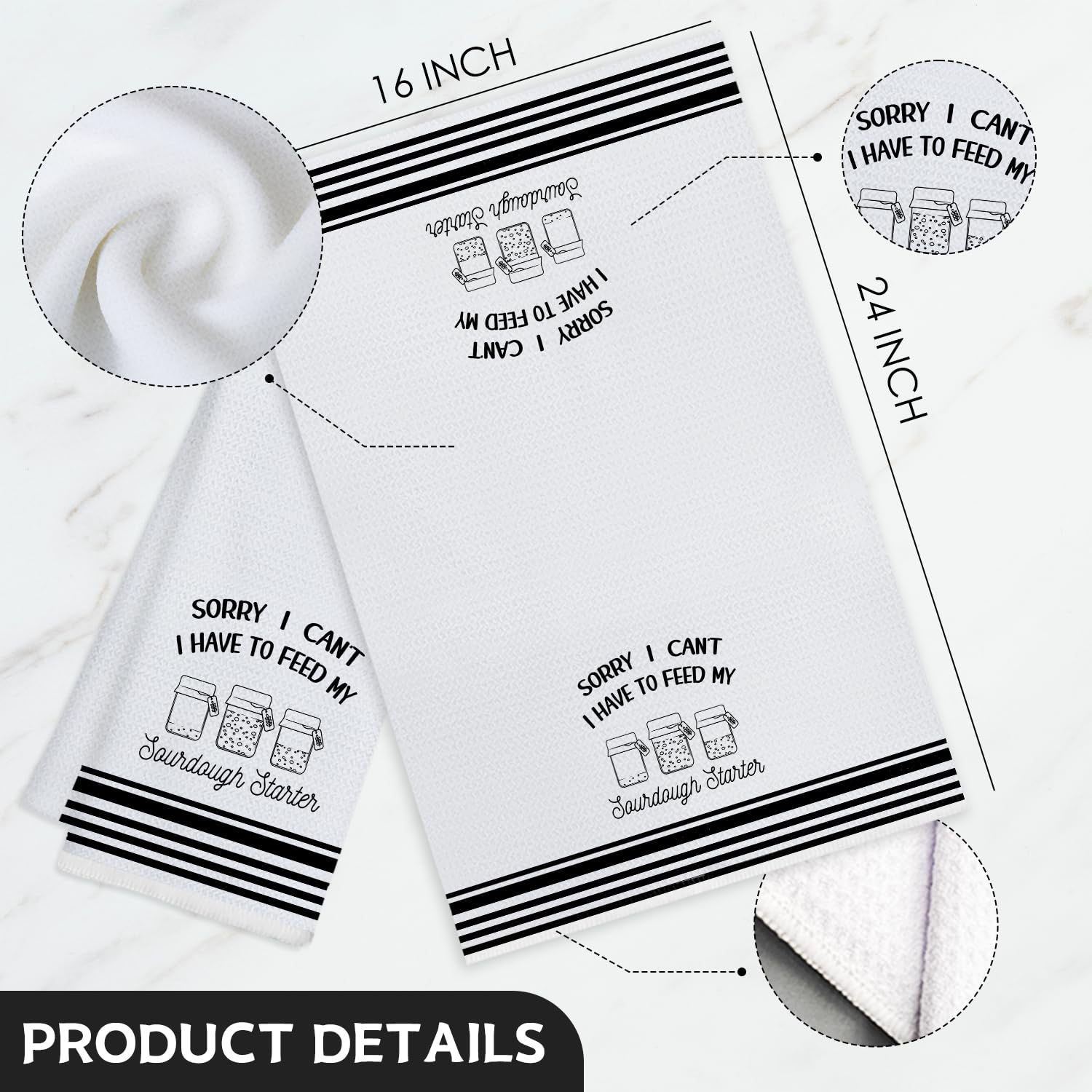 Funny Sourdough Baking Kitchen Towels, Gifts for Sourdough Bakers Tea Dish Towels for Kitchen, Baking Lover Gifts Decorative Hand Towels, 16x24 Inch