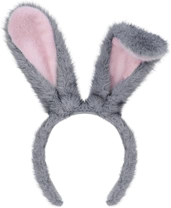 SIOTMERA Bunny Ears Headband, Fluffy Bendable Rabbit Ears Hairband for Adults, Plush Animal Costume Accessories for Easter, Halloween, Christmas, World Book Day, Cosplay Fancy Dress Party