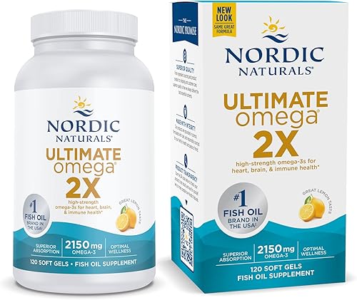 Cápsulas Nordic Naturals Ultimate Omega 2X sabor a limón 2150 mg de omega-3 aceite de pescado de alta potencia con EPA y DHA promueve la salud