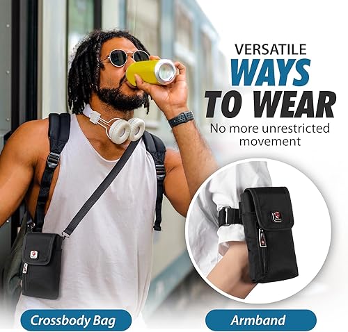 Miniatura 6 de Ranboo Phone Holster Fits for Samsung Galaxy A15 S25 Ultra S24 Ultra S23 Ultra S24+ S23+ S22+ Nylon Crossbody Purse Arm Band Bag Cell Phone Pouch