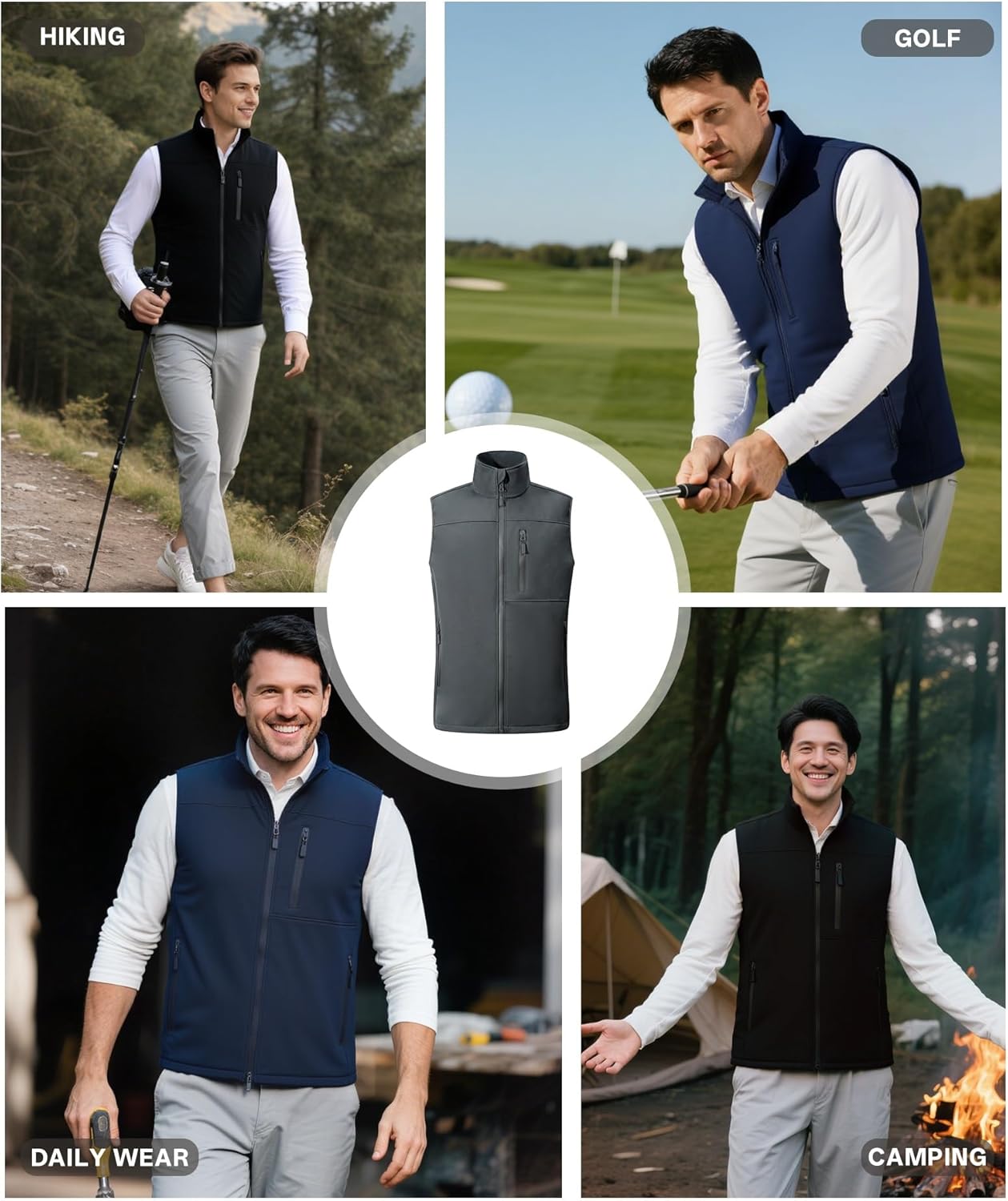 Mens Waterproof Golf Vest Fleece Lined Warm Outerwear Softshell Windproof Sleeveles... - Image 7