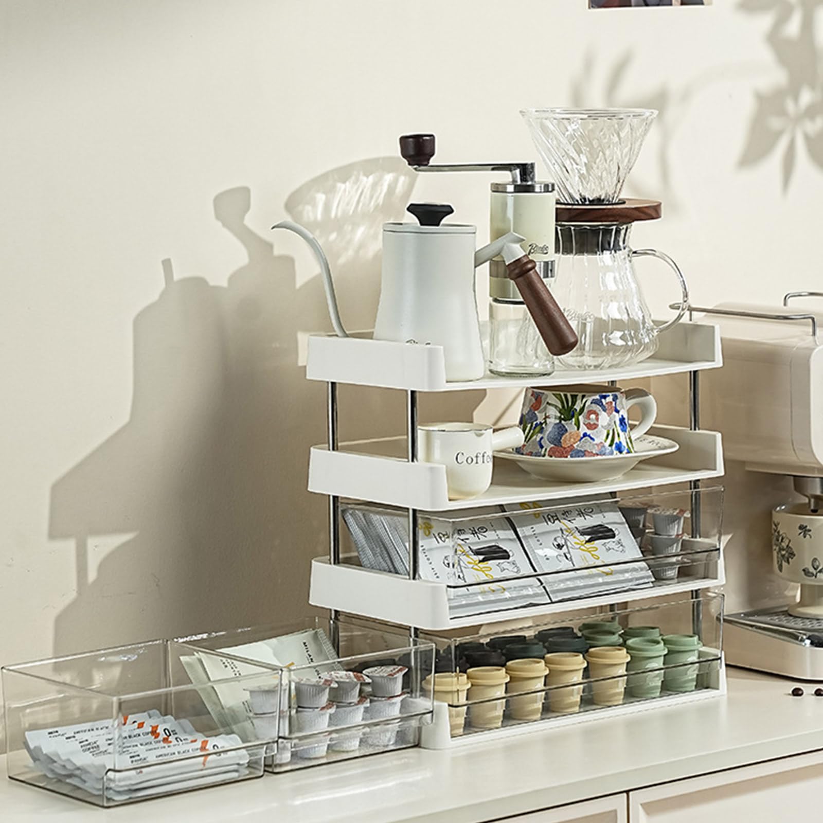 Scaffale portaoggetti funzionale modularizzato per bagno, cucina, libri, giocattoli, pratica struttura in plastica robusta, organizer multistrato