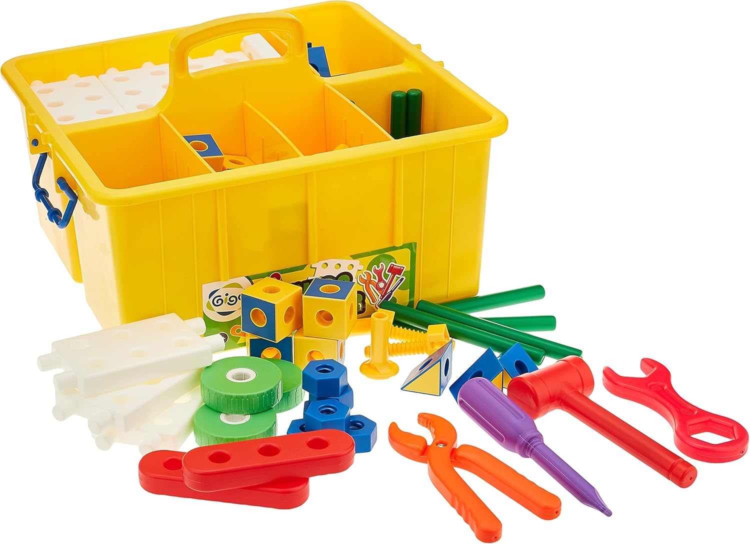 Contents of the Gigo 7333P Gear Up set, including various building pieces and tools