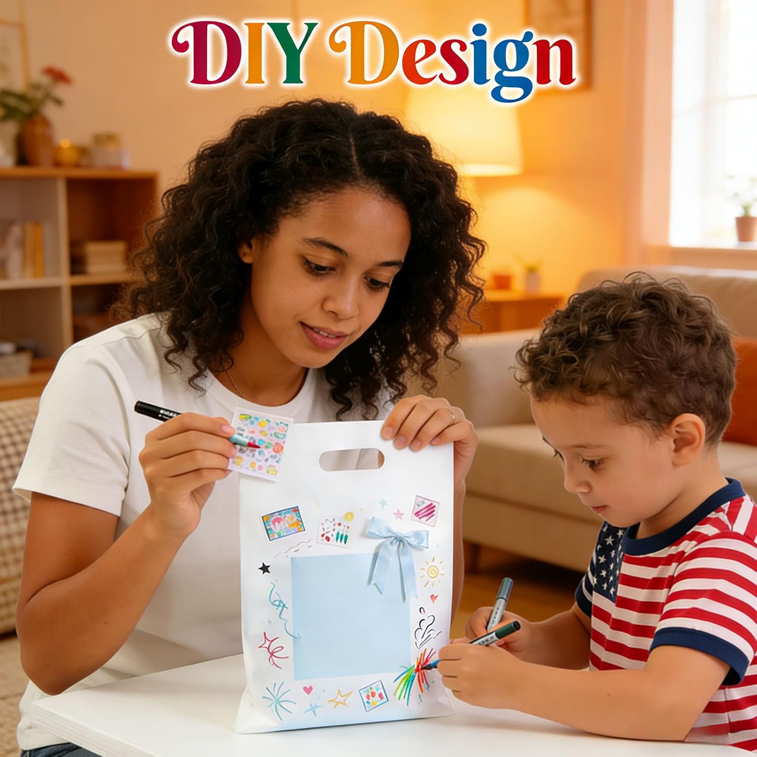 zzwjhpak 20 PCS 12"x15" Heavy-Duty Plastic Bags White Gift Bags Merchandise Bags for Small Businesses Goodie Bags Party Favor Bags Shopping Bags Treat Bag Retail Bag with Handle for Retail Boutiques - Image 5