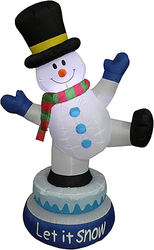 Muñeco de nieve inflable de Navidad animado iluminado de 5 pies de alto con sombrero, luces LED, decoración de vacaciones para interiores y
