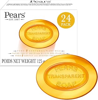Pears Transparent Amber Glycerin Soap 24-Pack | Pure Gentle Moisturizing Bar with Natural Oils for Glowing Skin, 4.4oz