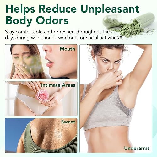 Miniatura 3 de Suplemento desodorizante corporal 120 cápsulas veganas Reduce el olor en axilas, áreas íntimas y orales Desodorante interno natural cápsulas